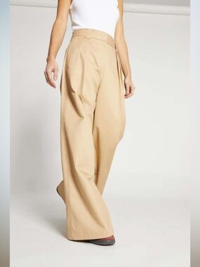 NWT TRR Saintart Women's Argo Wideleg Trouser Pants Khaki Brushed Khaki Twill S